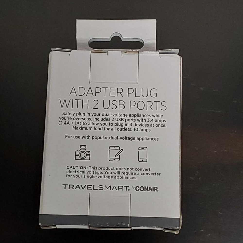 Travel Smart by Conair EU Adapter Plug with Outlet and 2 USB Ports - Picture 3 of 10